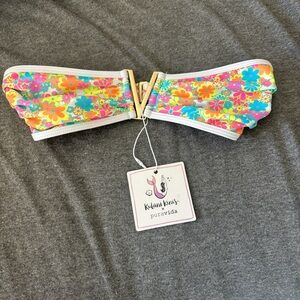 Kulani Kinis Floral Bandeau Bikini Top - Pink, Yellow, Aqua, Orange